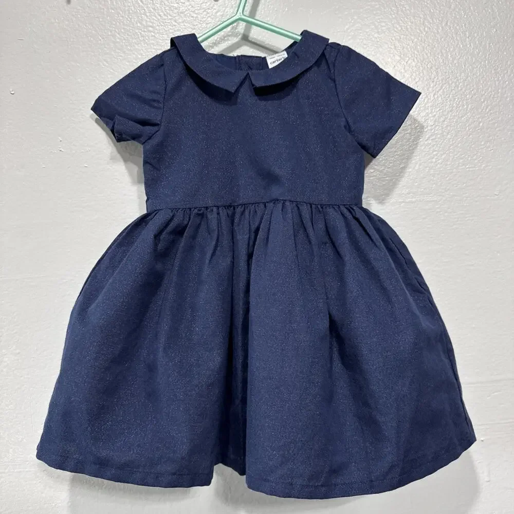 Lot of 2 First Impressions Carter’s Baby Girls 12M Dresses Blue Party & Chambray
